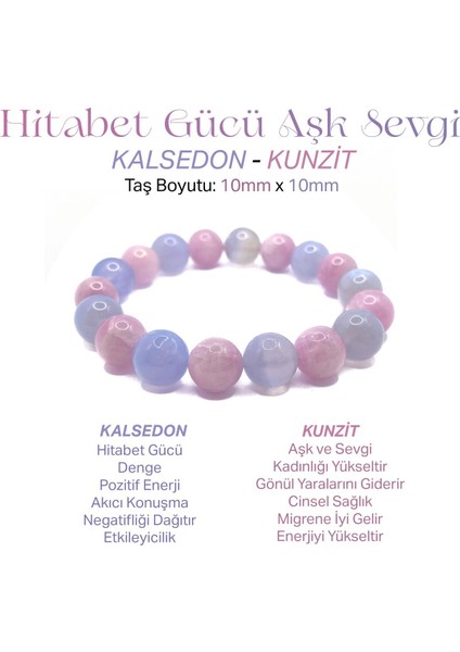 Doğal Mavi Akik ve Kunzit Taşlı 10MM Misinalı Bileklik