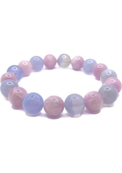 Doğal Mavi Akik ve Kunzit Taşlı 10MM Misinalı Bileklik fiyatları