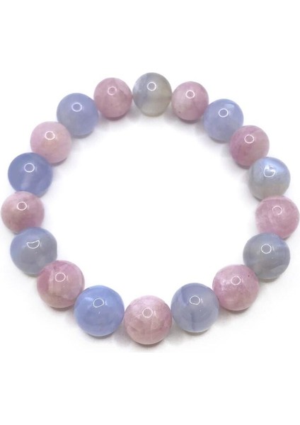 Doğal Mavi Akik ve Kunzit Taşlı 10MM Misinalı Bileklik fırsatları