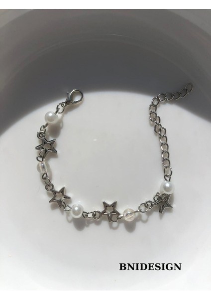 El Yapımı Inci Yıldız Bileklik, Y2K Fairycore Tarzı, Kadınlara Özel Tasarım