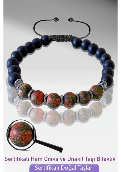 Yeşil Doğal Oniks Taşı Bileklik, Ayarlanabilir, Sağlıklı ve Şık Takı