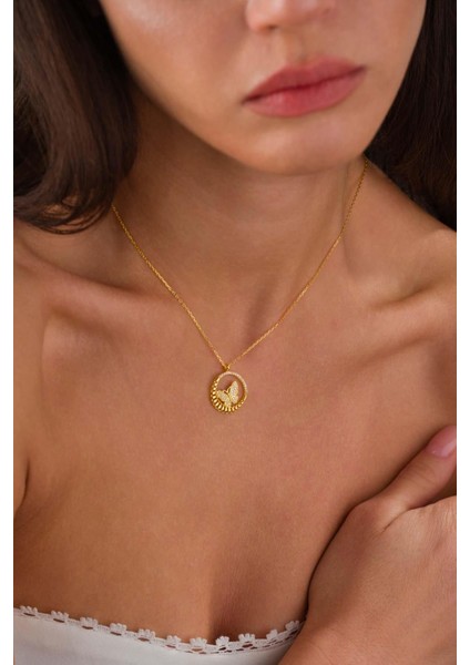 Zirkon Taşlı Altın Kaplama Kelebek Gümüş Kolye indirimleri