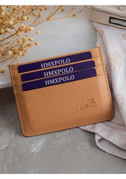 Unisex Kartlık Camel, Şık ve Pratik Deri Kartlık Kahverengi