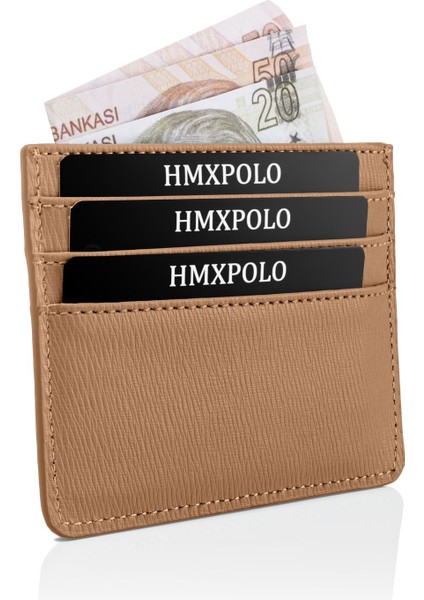 Unisex Kartlık Camel, Şık ve Pratik Deri Kartlık Kahverengi