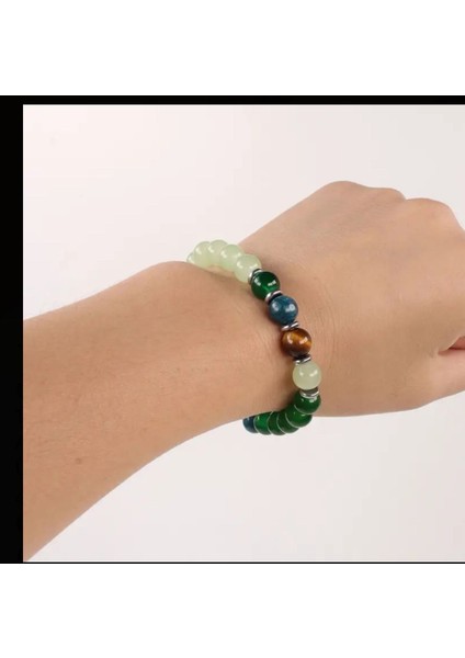 El Yapımı Doğal Taş Bileklik, Kaplan Gözü, Apatit, Yeşim, Ruhani Koruma, Şık ve Zarif fiyatları