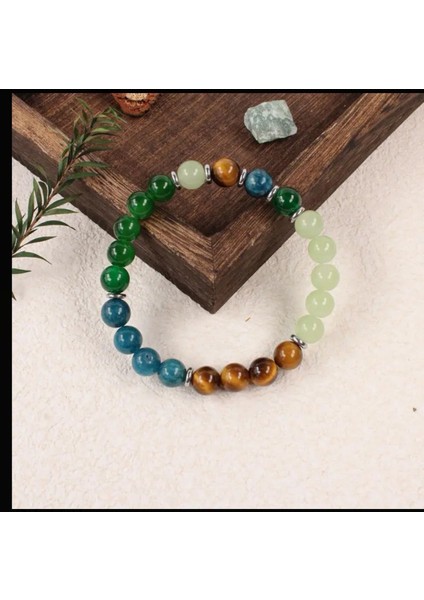 El Yapımı Doğal Taş Bileklik, Kaplan Gözü, Apatit, Yeşim, Ruhani Koruma, Şık ve Zarif indirimleri