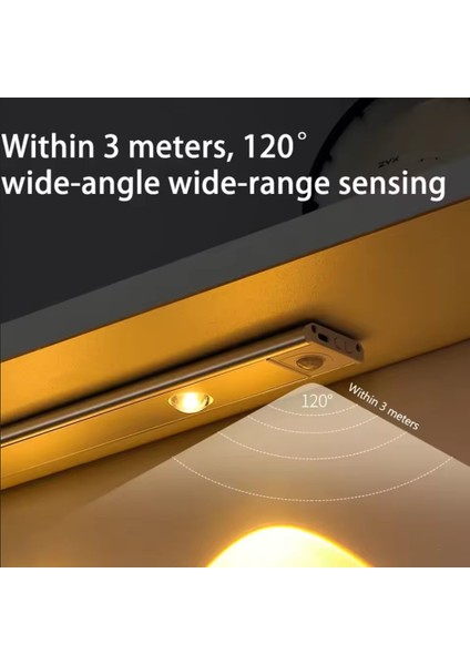 Beyaz Renk 4 LED 50 cm Hareket Sensörlü LED Işık Tezgah Altı Ofis Ev LED Lamba fırsatları