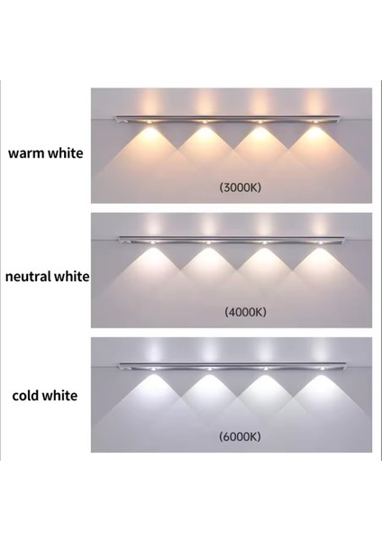 Beyaz Renk 4 LED 50 cm Hareket Sensörlü LED Işık Tezgah Altı Ofis Ev LED Lamba indirimleri