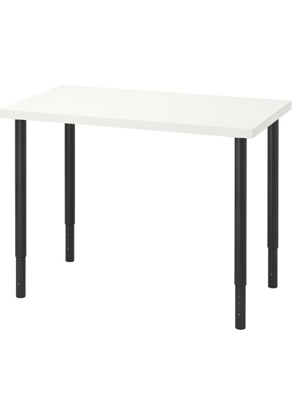 Lınnmon Olov Çalışma Masası 100 x 60 cm Beyaz Siyah Ofis ve Ev Için Ayarlanabilir Ayaklı