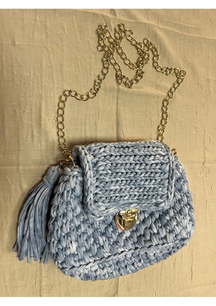 El Yapımı Mavi Zincirli Örgü Çanta, Şık ve Hafif Tasarım fiyatları