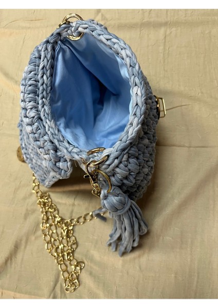 El Yapımı Mavi Zincirli Örgü Çanta, Şık ve Hafif Tasarım modelleri