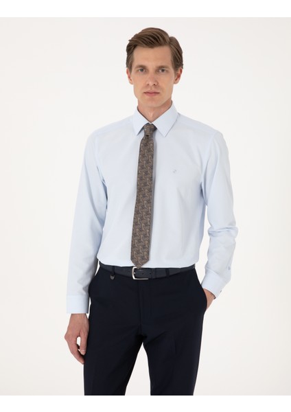 Erkek Açık Mavi Slim Fit Uzun Kollu Basic Gömlek 50316734-VR003
