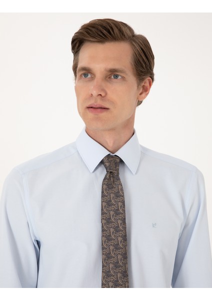 Erkek Açık Mavi Slim Fit Uzun Kollu Basic Gömlek 50316734-VR003 fiyatları