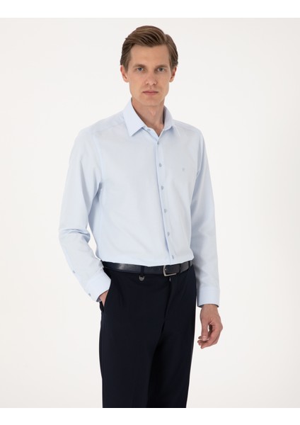 Erkek Açık Mavi Slim Fit Uzun Kollu Basic Gömlek 50316734-VR003 modelleri
