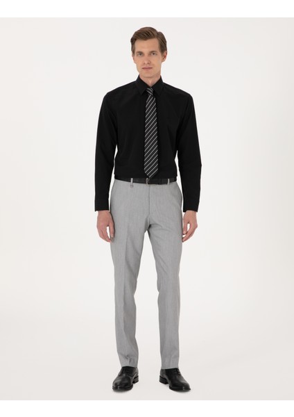 Erkek Siyah Slim Fit Uzun Kollu Basic Gömlek 50316734-VR046 fırsatları