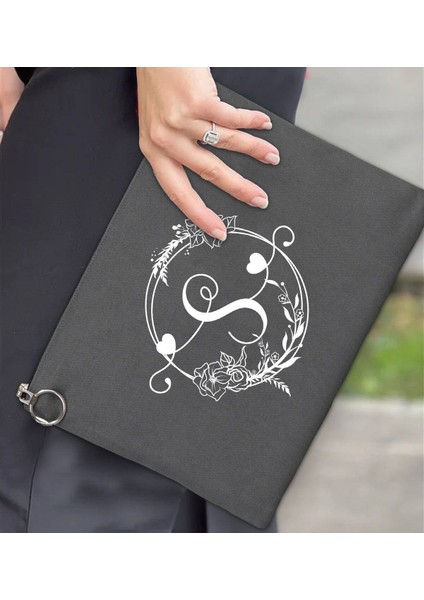 Harfli, Astarlı, Antrasit Portföy Çanta 30X21CM, Baskılı El ve Organizer Çanta fiyatları