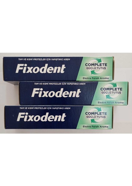 Protez Yapıştırıcı Krem Ekstra Ferah Aroma 47 gr x 3 Adet Güçlü Tutuş