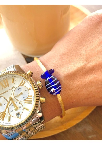 Lacivert Cam Boncuklu Balık Bileklik, Şık ve Özel Tasarım Takı