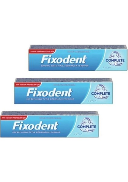 Complete Diş Protez Yapıştırıcı Krem Naneli 47 gr x 3 Adet Krem Renkli