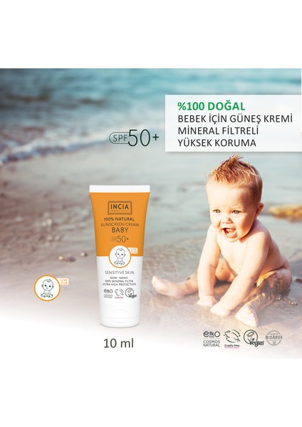 Incıa %100 Doğal Bebek Güneş Kremi Leke Karşıtı Mineral Filtreli Yüksek Koruma Spf 50+ Uva Uvb 10 ml X3 Adet fiyatları