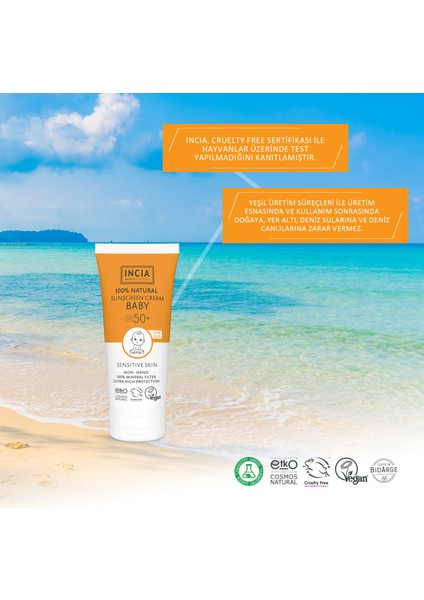 Incıa %100 Doğal Bebek Güneş Kremi Leke Karşıtı Mineral Filtreli Yüksek Koruma Spf 50+ Uva Uvb 10 ml X3 Adet