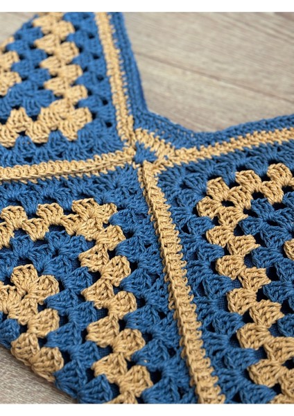 Lacivert Tığ Örgülü Hasır Çanta, Şık ve Hafif El Çantası modelleri