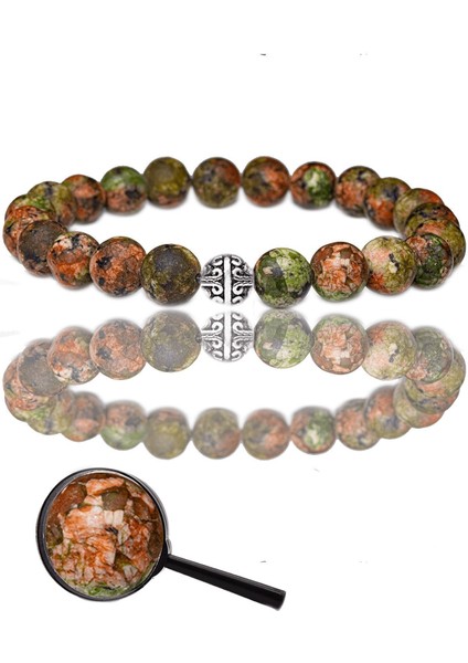 Yeşil Unakit Taşı Bileklik Gümüş Aparatlı, Doğal ve Şık Tasarım