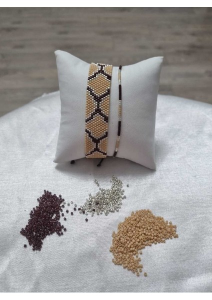 Şık Bej ve Kahve 2'li Bileklik Seti, Zarif ve Havalı Takı Kombini