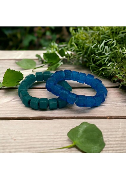 Renkli Kare Cam Boncuk Bileklik Seti, Şık ve Kullanışlı Takı Aksesuarı