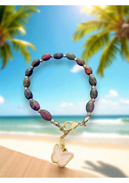 El Yapımı Unakit Doğal Taş Bileklik, Sarı Dorika Detaylı, Şık ve Zarif Takı fırsatları