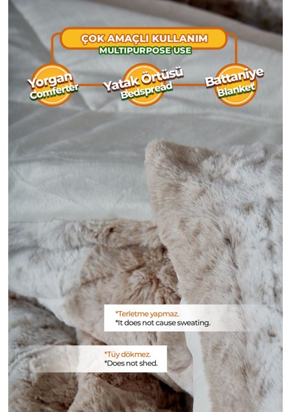 Çift (Taraflı) Kişilik Kürk Yorgan Uyku Seti Yumuşak Dolgulu Wellsoft Peluş 3 Parça Leopar Madre fiyatları