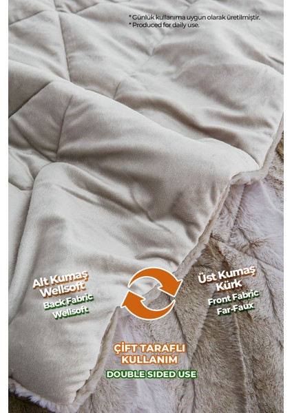Çift (Taraflı) Kişilik Kürk Yorgan Uyku Seti Yumuşak Dolgulu Wellsoft Peluş 3 Parça Leopar Madre fırsatları