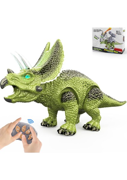 Uzaktan Kumandalı Dinozor Oyuncakları-Çocuklar Için Dinozor Oyuncaklar 3-5,6-8,8-12, Sesli, Işıklı, Hareketli ve Fırlatma Mermili Robot T-Rex Triceratops, 3+ Yaş Erkek ve Kız Çocuk (Yurt Dışından)