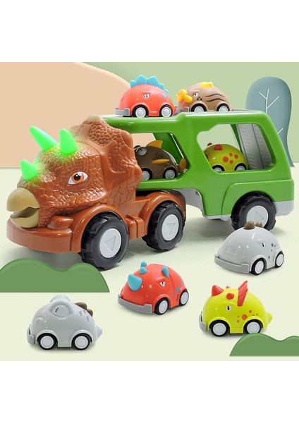 Çocuklar Için Dinozor Kamyon 3-5, Küçük Dino Arabalı Dinozor Kamyon Oyuncakları, Erkekler Için Dinozor Canavar Kamyonları, Müzikli ve Kükreyen Sesli, Yanıp Sönen Işıklarla Noel Doğ (Yurt Dışından)