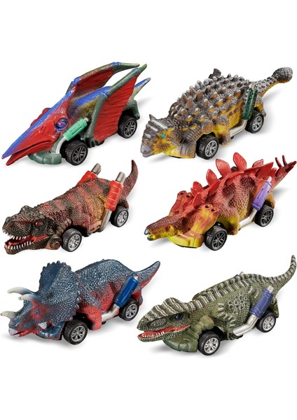 Çocuk Oyuncakları Için Dinozor Oyuncakları - 6 Geri Çekilebilir Oyuncak Arabalar | Çocuk Dinozor Oyuncakları | Dinozor Oyuncak Araç Oyun Setleri | Çocuklar Için Dinozor Oyuncakları (Yurt Dışından)