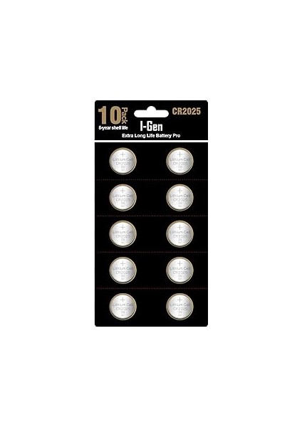 I-Ge CR2025 Pil 10'lu Paket Lityum Düğme Pil 3V 2025