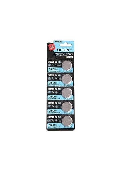 Orio CR2025 3V Lityum Pil 5'li Paket