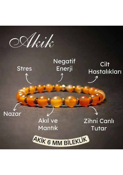 Çok Renkli 6 mm Akik Bileklik, Şık ve Modern Takı Seçeneği