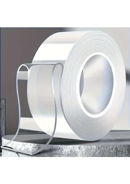 1 Metre Ultra Güçlü Çift Taraflı Nano Bant Halı Tablo Resim Yapıştırma Bandı 2 cm En