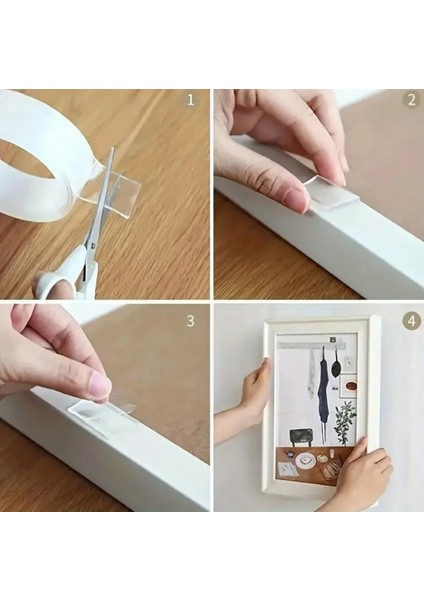 1 Metre Ultra Güçlü Çift Taraflı Nano Bant Halı Tablo Resim Yapıştırma Bandı 2 cm En modelleri