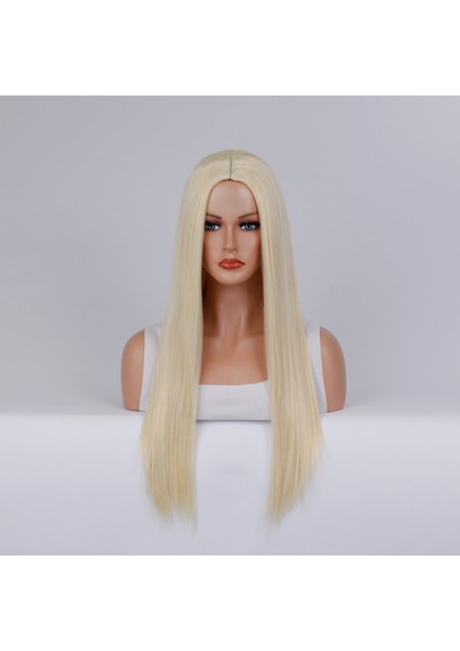 Peruk Cos Renkli Festival Uzun Kaküller Orta Bölünmüş Uzun Düz Saç Kafası (Yurt Dışından)