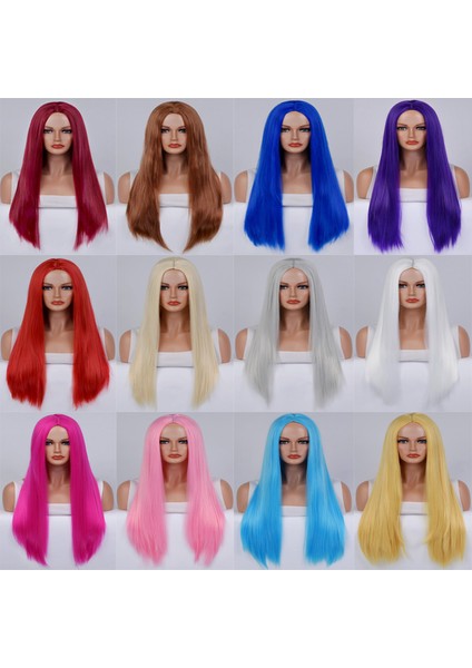 Peruk Cos Renkli Festival Uzun Kaküller Orta Bölünmüş Uzun Düz Saç Kafası (Yurt Dışından) fiyatları