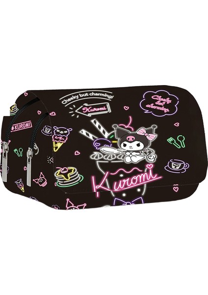 "mınıso Kuromi Okul Çantası Öğrenciler Kawaii Çift Katmanlı Kalem Çantası Büyük Kapasiteli Günlük Sırt Çantası Karikatür Baskılı Kalem Çantası " (Yurt Dışından)