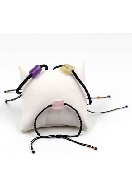 Renkli Doğal Taş Bileklik Seti, Ayarlanabilir, Makrome Örme, Şık ve Renkli Tasarım