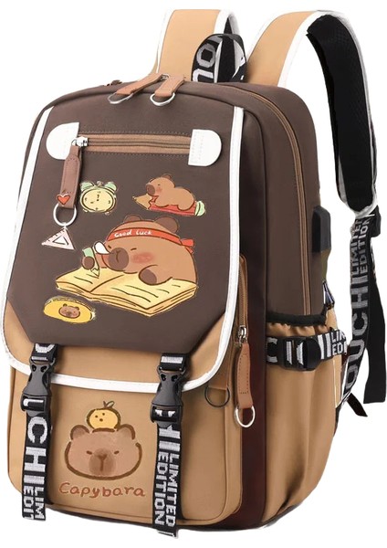 "şık Kawaii Capybara Bilgisayar Sırt Çantası Üniversite Okul Günlük Sırt Çantası Gençler Için Büyük Kapasiteli Ayarlanabilir Askılı Okul Çantası " (Yurt Dışından)
