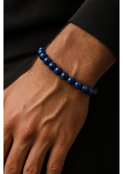 Mavi Renkli Doğal Taşlı Zarif Bileklik, El Yapımı, Unisex Tasarım