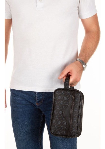 Siyah Deri Kozmetik Portföy Çantası, Şık ve Kullanışlı Seyahat Günlük Bakım El Çantası modelleri