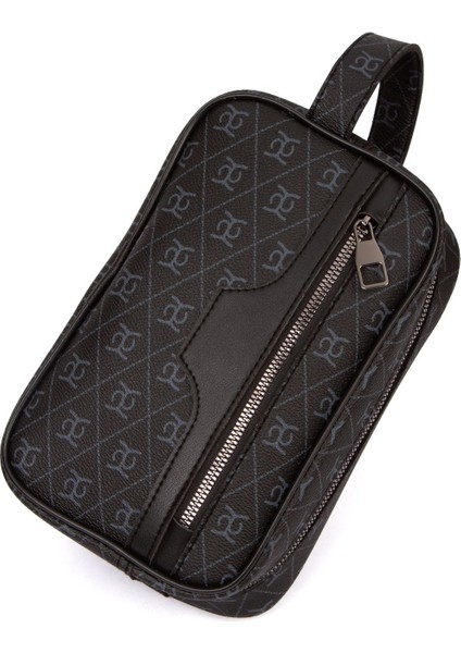 Siyah Deri Kozmetik Portföy Çantası, Şık ve Kullanışlı Seyahat Günlük Bakım El Çantası indirimleri