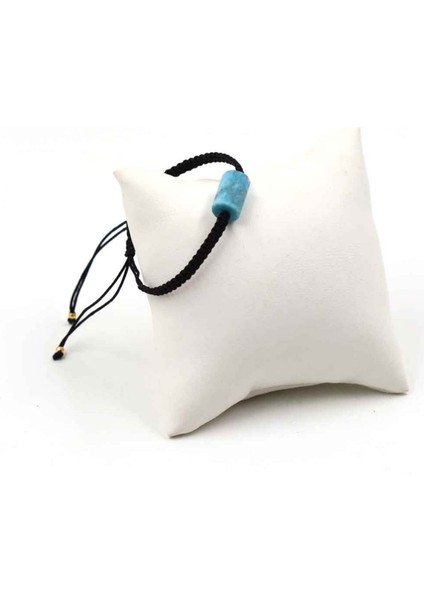 Doğal Taş Bileklik, Silindir Model, Makrome Örme, Ayarlanabilir, Mavi Renk modelleri