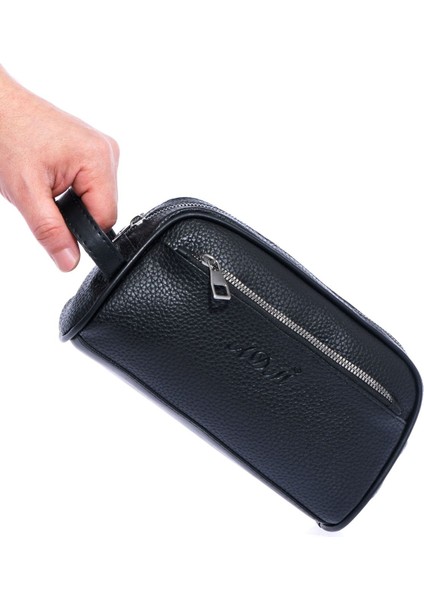 Şık Erkek El ve Tıraş Çantası, Siyah Renk, Kullanışlı ve Dayanıklı Tasarım